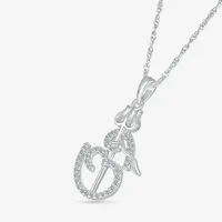 Ohm Symbol Womens 1/5 CT. T.W. Natural White Diamond 14K White Gold Pendant Necklace