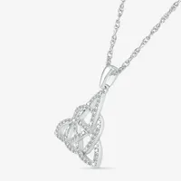 Trinity Knot Womens 1/5 CT. T.W. Natural White Diamond 14K White Gold Knot Pendant Necklace