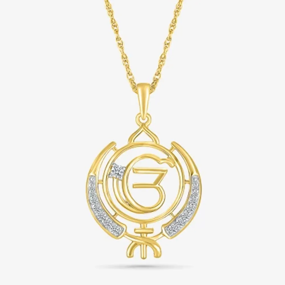 Khanda Womens 1/8 CT. T.W. Natural White Diamond 14K Gold Pendant Necklaces