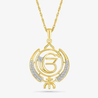 Khanda Womens 1/8 CT. T.W. Natural White Diamond 14K Gold Pendant Necklaces