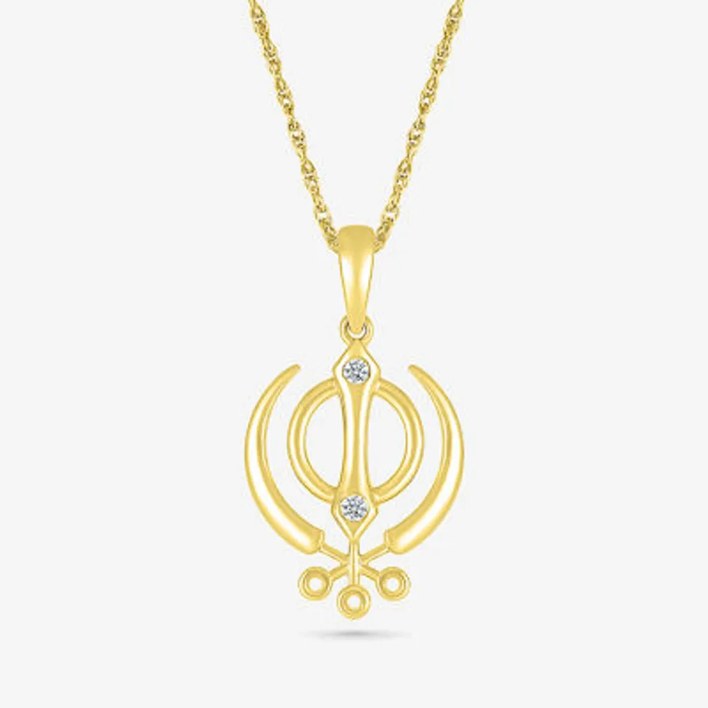 Khanda Womens Diamond Accent Natural White Diamond 14K Gold Pendant Necklaces