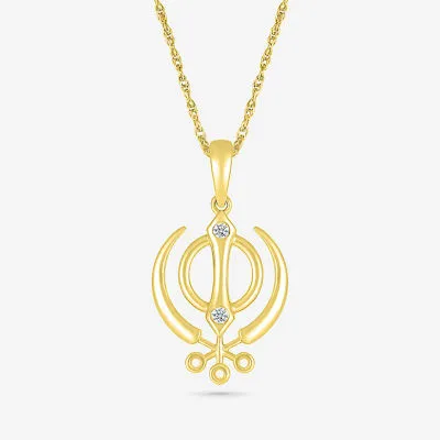 Khanda Womens Diamond Accent Natural White Diamond 14K Gold Pendant Necklaces