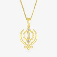 Khanda Womens Diamond Accent Natural White Diamond 14K Gold Pendant Necklace