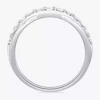 4MM 1/2 CT.T.W. Natural Diamond 10K or 14K White Gold Curved Wedding Band