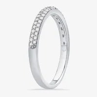 Micro Pave 2MM 1/4 CT. T.W. Natural White Diamond 10K White Gold Anniversary Wedding Band