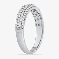 Micro Pave 4MM 1/ CT. T.W. Natural White Diamond 10K White Gold Anniversary Wedding Band