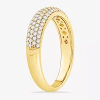 Micro Pave 4MM 1/ CT. T.W. Natural White Diamond 10K Gold Anniversary Wedding Band