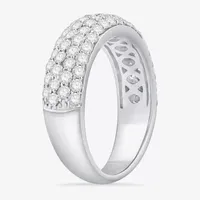 Micro Pave 5.5MM 1 1/2 CT. T.W. Natural White Diamond 10K White Gold Anniversary Wedding Band