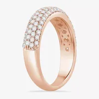 Micro Pave 4MM 1 CT. T.W. Natural White Diamond 10K Rose Gold Anniversary Wedding Band