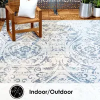 Nicole Miller Patio Sofia Juniper Damask Loomed Rectangular Outdoor Area Rug