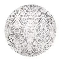 Nicole Miller Patio Sofia Juniper Damask Loomed Round Indoor Outdoor Area Rug