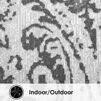 Nicole Miller Patio Sofia Juniper Damask Loomed Round Indoor Outdoor Area Rug