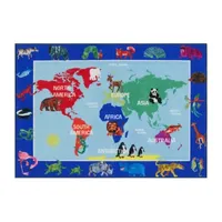 Eric Carle Elementary World Map Print Loomed Rectangular Indoor Area Rug