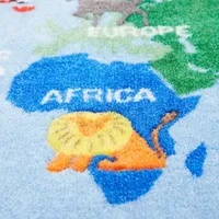 Eric Carle Elementary World Map Print Loomed Rectangular Indoor Area Rug