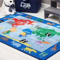 Eric Carle Elementary World Map Print Loomed Rectangular Indoor Area Rug