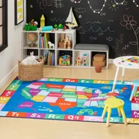 Eric Carle Elementary USA Map Print Loomed Rectangular Indoor Accent Rug