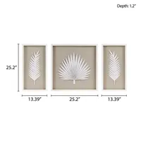 Madison Park Sabal Palm Rice Paper Shadow Box 3-pc. Wall Art Sets