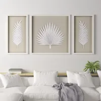 Madison Park Sabal Palm Rice Paper Shadow Box 3-pc. Wall Art Sets