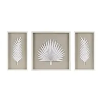 Madison Park Sabal Palm Rice Paper Shadow Box 3-pc. Wall Art Sets