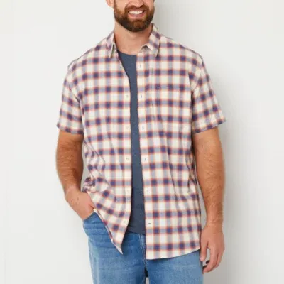 mutual weave Big and Tall Mens Classic Fit Short Sleeve Plaid Button-Down Shirt