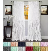 Sweet Home Collection Ruffled Rod Pocket Sheer Single Curtain Panels