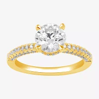 (H-I / SI1-SI2) Womens 2 CT. T.W. White Diamond 10K or 14K Gold Round Side Stone Engagement Ring