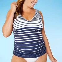 Sonnet Shores Striped Tankini Swimsuit Top Plus