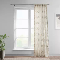 Exclusive Fabrics & Furnishing Suez Embroidered Faux Linen Rod Pocket Sheer Single Curtain Panels