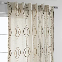 Exclusive Fabrics & Furnishing Suez Embroidered Faux Linen Rod Pocket Sheer Single Curtain Panels
