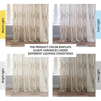 Exclusive Fabrics & Furnishing Suez Embroidered Faux Linen Rod Pocket Sheer Single Curtain Panels