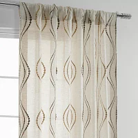 Exclusive Fabrics & Furnishing Suez Embroidered Faux Linen Rod Pocket Sheer Single Curtain Panels
