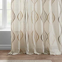 Exclusive Fabrics & Furnishing Suez Embroidered Faux Linen Sheer Rod Pocket Single Curtain Panel