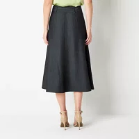 Worthington Womens Mid Rise Midi Denim Skirt