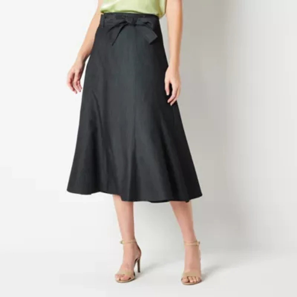 Worthington Womens Mid Rise Midi Denim Skirt