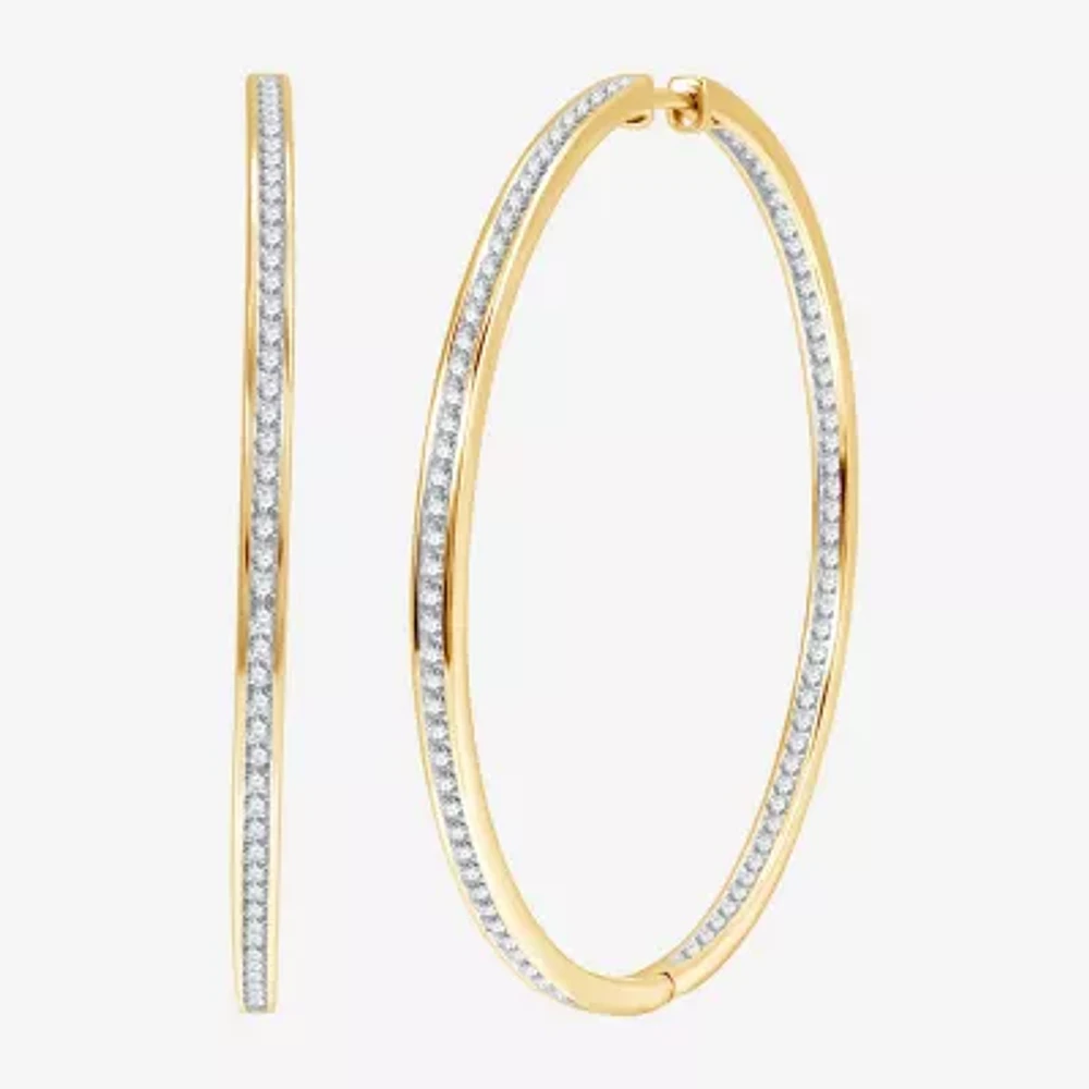 2 CT. T.W. Lab Grown White Diamond Sterling Silver 51.3mm Hoop Earrings