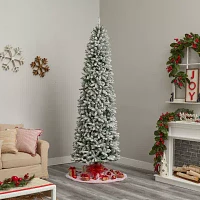 Nearly Natural Slim Faux Flocked Fir Christmas Tree