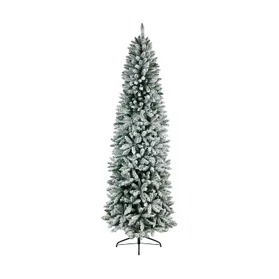 Nearly Natural Slim Faux Flocked Fir Christmas Tree