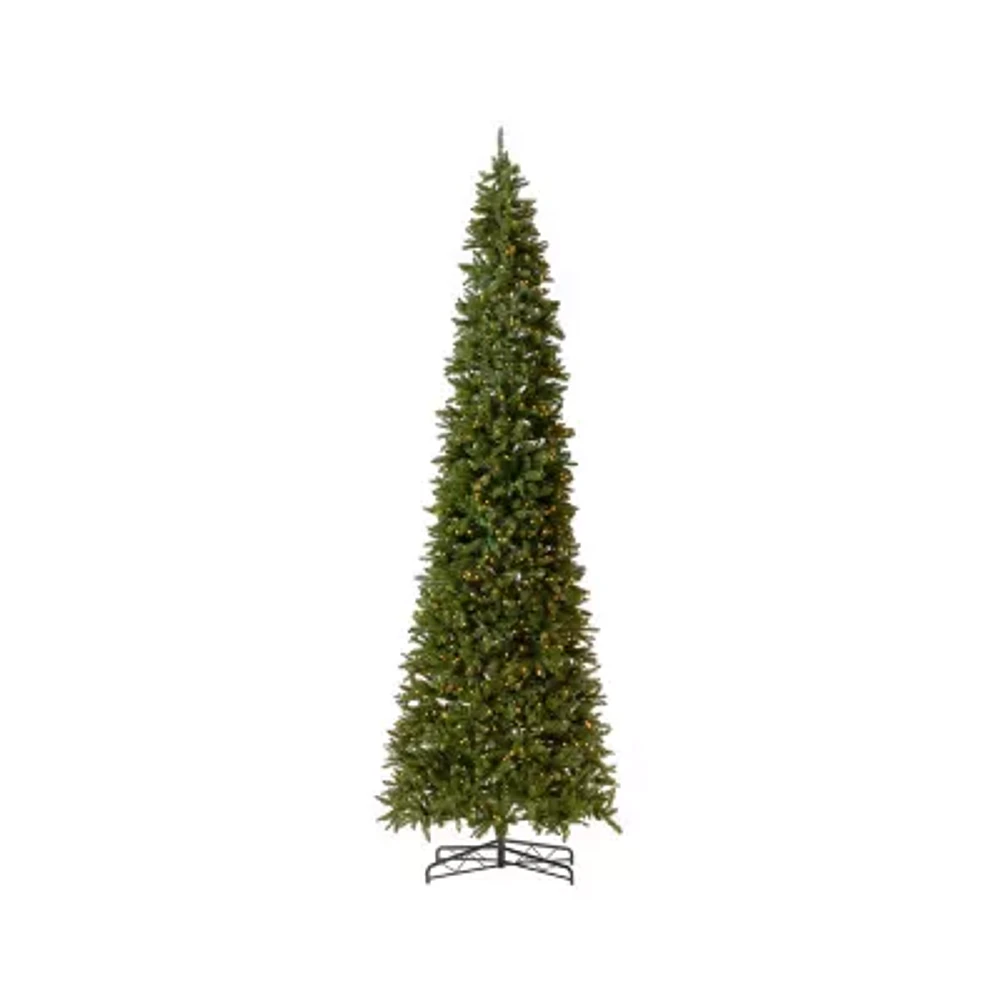 Nearly Natural Faux Slim 12 Foot Pre-Lit Pine Christmas Tree