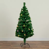 Nearly Natural Fiber Optic Faux 5 Foot Pre-Lit Pine Christmas Tree