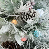 Nearly Natural Fiber Optic Faux 5 Foot Pre-Lit Flocked Pine Christmas Tree