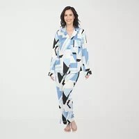 White Mark Womens Satin Long Sleeve 2-pc. Pant Pajama Set