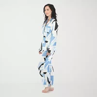 White Mark Womens Satin Long Sleeve 2-pc. Pant Pajama Set