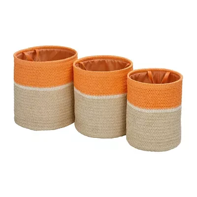 Honey-Can-Do Orange And Natural Paper Straw 3-pc. Round Basket