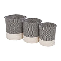 Honey-Can-Do Gray And White Cotton Rope 3-pc. Round Basket