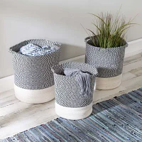 Honey-Can-Do Gray And White Cotton Rope 3-pc. Round Basket