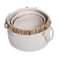 Honey-Can-Do White And Natural Cotton Rope 3-pc. Round Basket