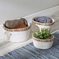 Honey-Can-Do White And Natural Cotton Rope 3-pc. Round Basket