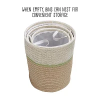 Honey-Can-Do Green And Natural Paper Straw 3-pc. Round Basket