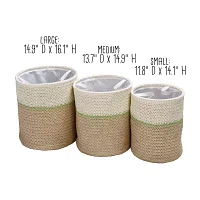 Honey-Can-Do Green And Natural Paper Straw 3-pc. Round Basket