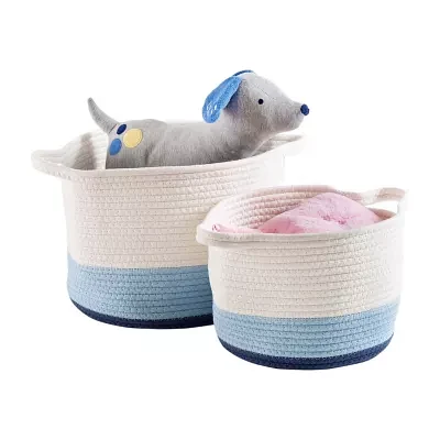 Honey-Can-Do Blue And White Ombre Cotton Rope 2-pc. Round Basket